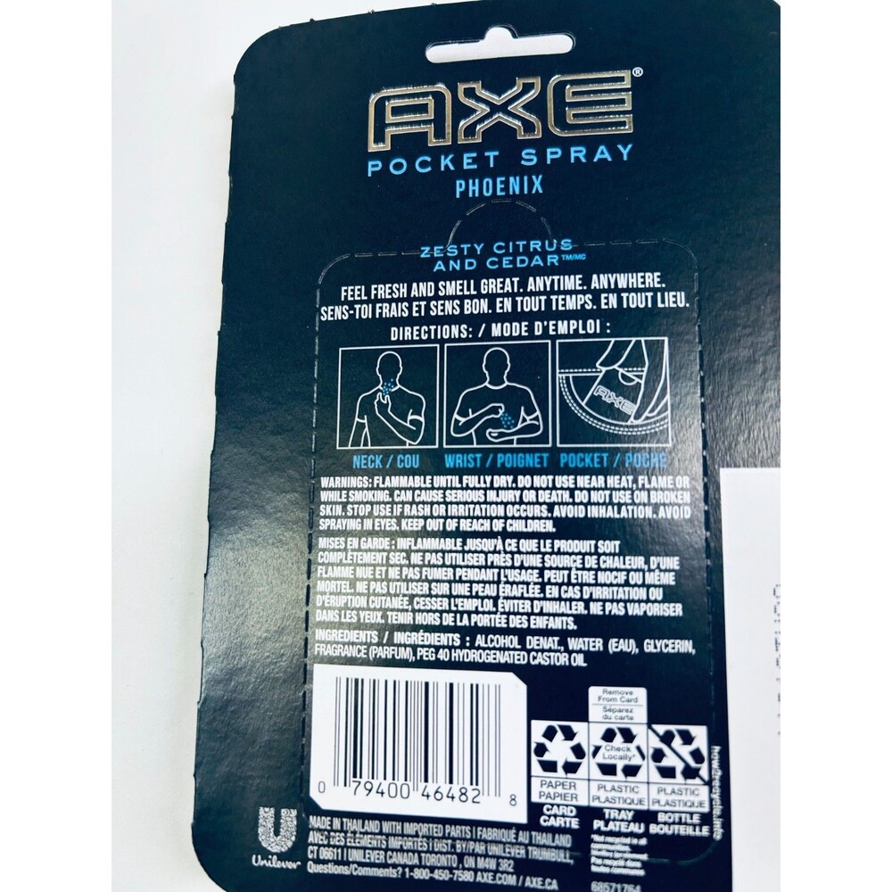 Axe Phoenix Pocket Spray Fragrance Men's 0.57 oz Travel Size 3 PACK discontinued - Picture 2 of 2